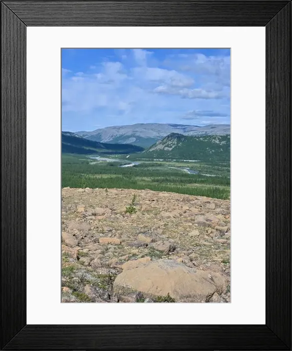 Framed Print : Polar Ural Mountains, Sob River Valley. Summer mountain landscape of the north of Russia Framed Print : Polar Ural Mountains, Sob River Valley. Summer mountain landscape of the north of Russia