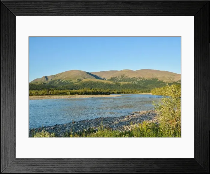 Framed Print : Polar Ural Mountains, Sob River Valley. Summer mountain landscape of the north of Russia Framed Print : Polar Ural Mountains, Sob River Valley. Summer mountain landscape of the north of Russia