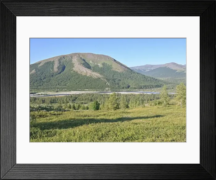 Framed Print : Polar Ural Mountains, Sob River Valley. Summer mountain landscape of the north of Russia Framed Print : Polar Ural Mountains, Sob River Valley. Summer mountain landscape of the north of Russia