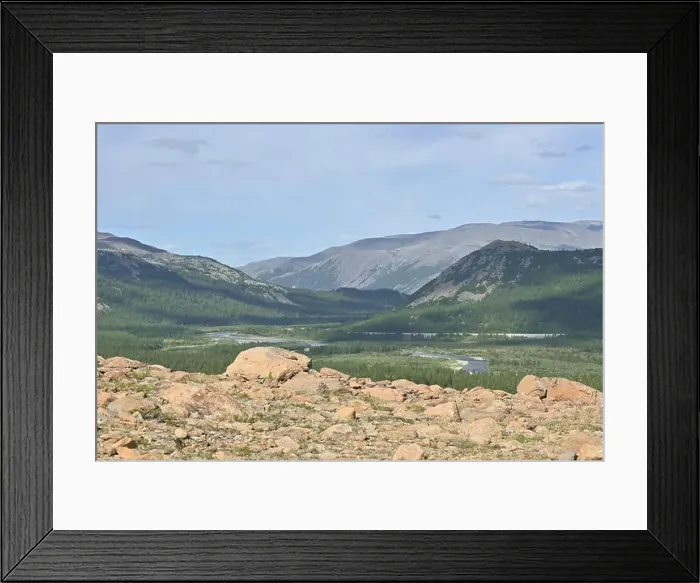 Framed Print : Polar Ural Mountains, Sob River Valley. Summer mountain landscape of the north of Russia Framed Print : Polar Ural Mountains, Sob River Valley. Summer mountain landscape of the north of Russia