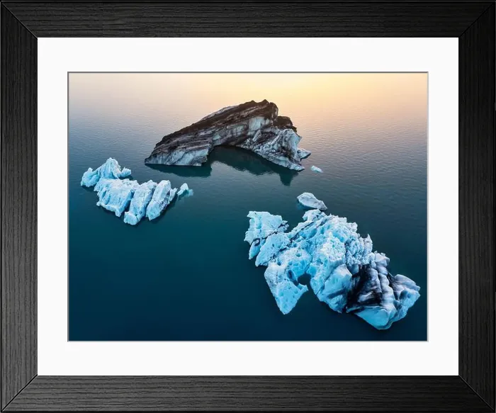 Framed Print : Aerial view taken by drone of iceberg in Jokusarloon Glacier Lagoon during a summer day, Iceland, Polar Regions Framed Print : Aerial view taken by drone of iceberg in Jokusarloon Glacier Lagoon during a summer day, Iceland, Polar Regions