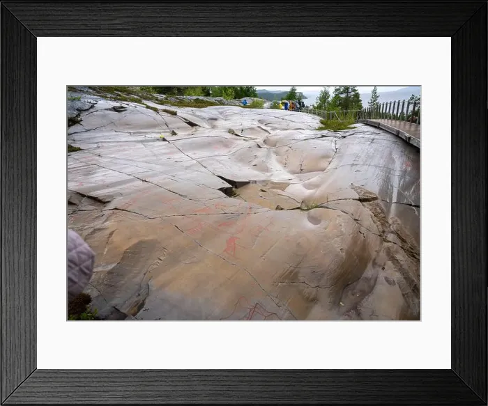 Framed Print : Alta, Norway - 07.03.2024: Tourists viewing the Rock Art of Alta in Norway Framed Print : Alta, Norway - 07.03.2024: Tourists viewing the Rock Art of Alta in Norway