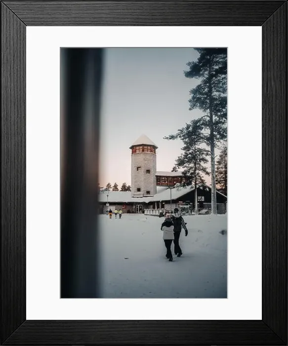 Framed Print : Couple outside entrance to wildlife park in Ranua, Lapland Framed Print : Couple outside entrance to wildlife park in Ranua, Lapland