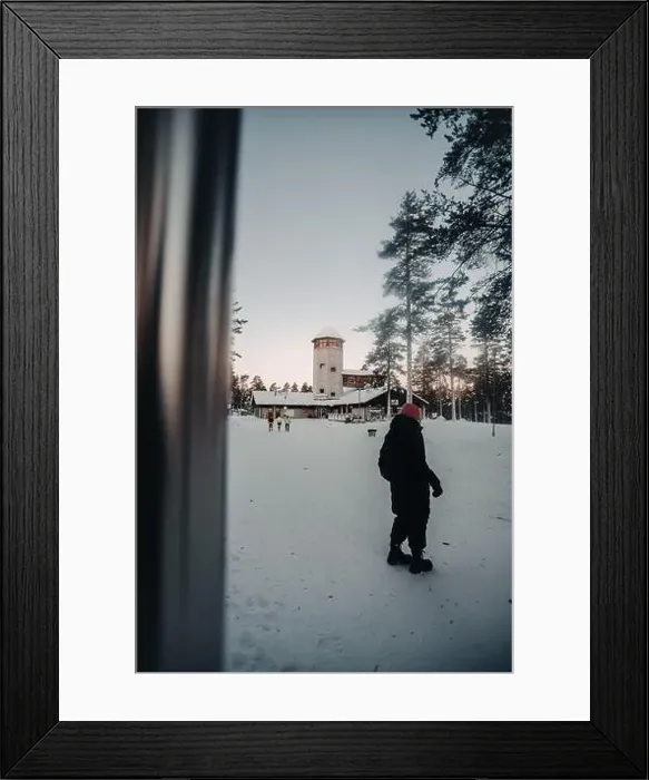 Framed Print : Woman outside entrance to wildlife park in Ranua, Lapland Framed Print : Woman outside entrance to wildlife park in Ranua, Lapland