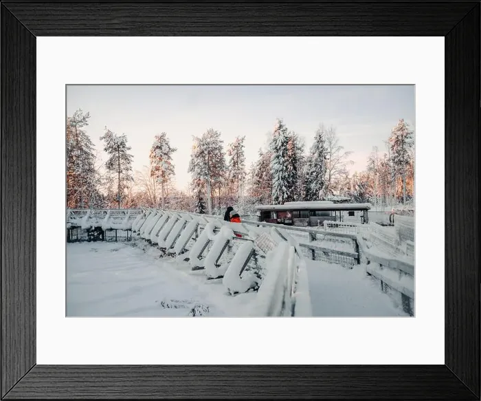 Framed Print : Tourists on snowy footpath in wildlife park in Ranua, Lapland Framed Print : Tourists on snowy footpath in wildlife park in Ranua, Lapland