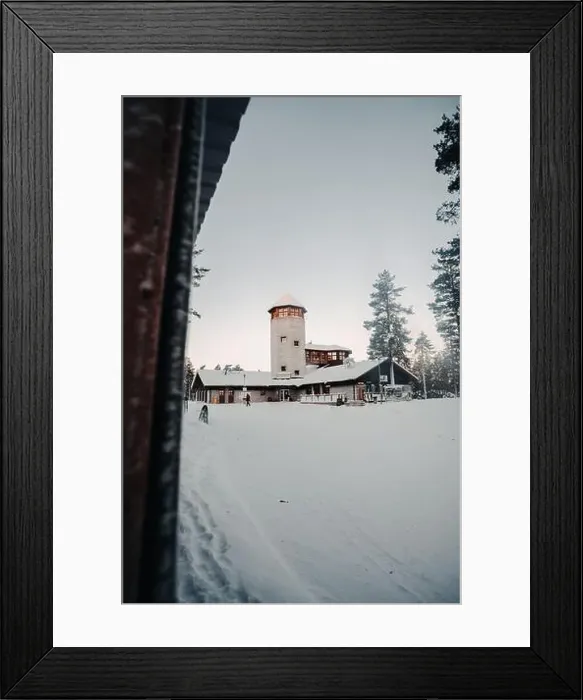 Framed Print : Entrance building in snowy forest to wildlife park in Ranua, Lapland Framed Print : Entrance building in snowy forest to wildlife park in Ranua, Lapland