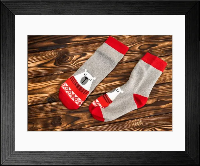 Framed Print : Socks featuring a polar bear design, perfect for keeping feet warm and stylish during colder seasons Framed Print : Socks featuring a polar bear design, perfect for keeping feet warm and stylish during colder seasons