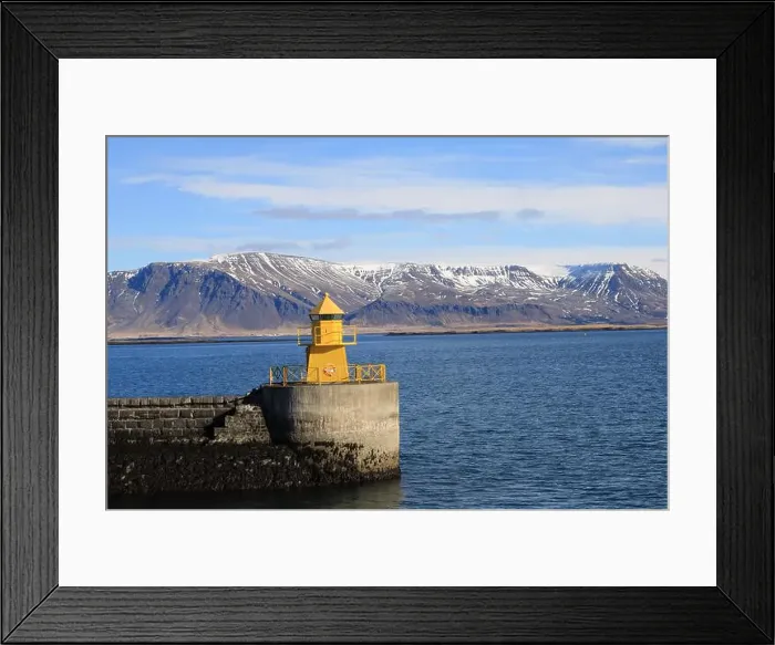 Framed Print : A Mountain view from Reykjavik on a whale watch Framed Print : A Mountain view from Reykjavik on a whale watch