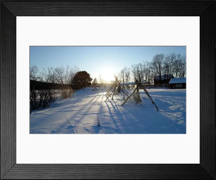Framed Print : the remains of a Sami camp on the banks of the frozen lake in northern Sweden Framed Print : the remains of a Sami camp on the banks of the frozen lake in northern Sweden