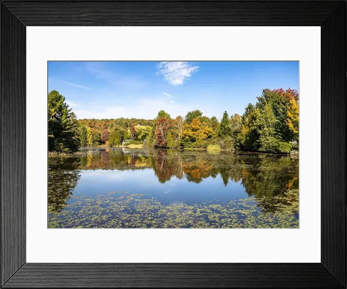 Framed Print : Pond of Ste-Marcelline-de-Kildare with colorful autumn colors, Lanaudiere, Quebec, Canada. Reflections on water surface Framed Print : Pond of Ste-Marcelline-de-Kildare with colorful autumn colors, Lanaudiere, Quebec, Canada. Reflections on water surface