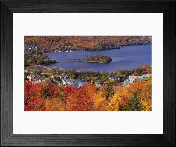 Framed Print : Lake and Mont Tremblant resort in autumn, Canada Framed Print : Lake and Mont Tremblant resort in autumn, Canada