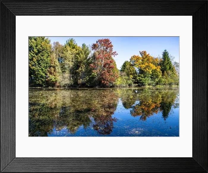 Framed Print : Pond with colorful autumn colors, Ste-Marcelline-de-Kildare, Lanaudiere, Quebec, Canada. Reflections on water surface Framed Print : Pond with colorful autumn colors, Ste-Marcelline-de-Kildare, Lanaudiere, Quebec, Canada. Reflections on water surface