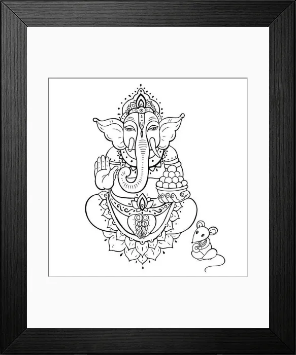 Framed Print : Hindu God Lord Ganesha. Ganapati. Vector hand drawn illustration