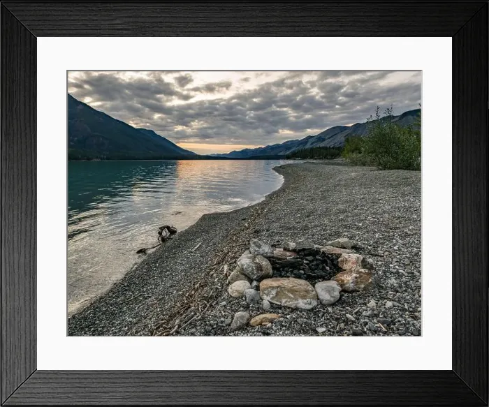 Framed Print : Small firepit along the shores of Muncho Lake Framed Print : Small firepit along the shores of Muncho Lake