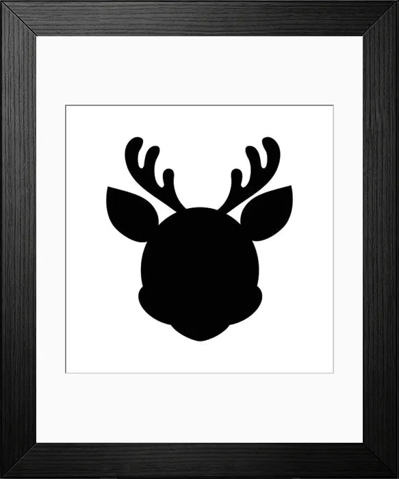 Framed Print : Reindeers with antlers silhouette flat vector image Framed Print : Reindeers with antlers silhouette flat vector image