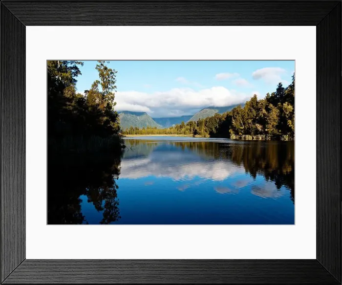 Framed Print : Looking down Lake Matheson from Reflection Island, West Coast, New Zealand Framed Print : Looking down Lake Matheson from Reflection Island, West Coast, New Zealand