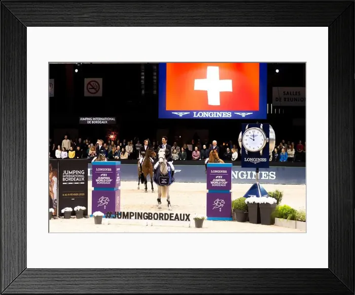 Framed Print : Bordeaux, France - February 2, 2024. Images from Jumping International Bordeaux. Mette Holm / ATLAS MEDIA CANADA