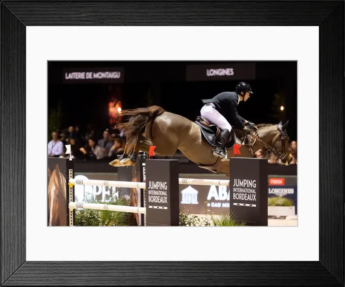 Framed Print : Bordeaux, France - February 2, 2024. Images from Jumping International Bordeaux. Mette Holm / ATLAS MEDIA CANADA