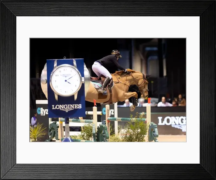 Framed Print : Bordeaux, France - February 2, 2024. Images from Jumping International Bordeaux. Mette Holm / ATLAS MEDIA CANADA