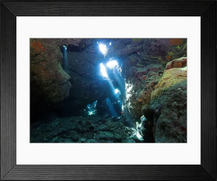 Framed Print : Underwater corridors and caverns near Abu Dabab, Marsa Alam area, underwater photograph, Red Sea, Egypt Framed Print : Underwater corridors and caverns near Abu Dabab, Marsa Alam area, underwater photograph, Red Sea, Egypt
