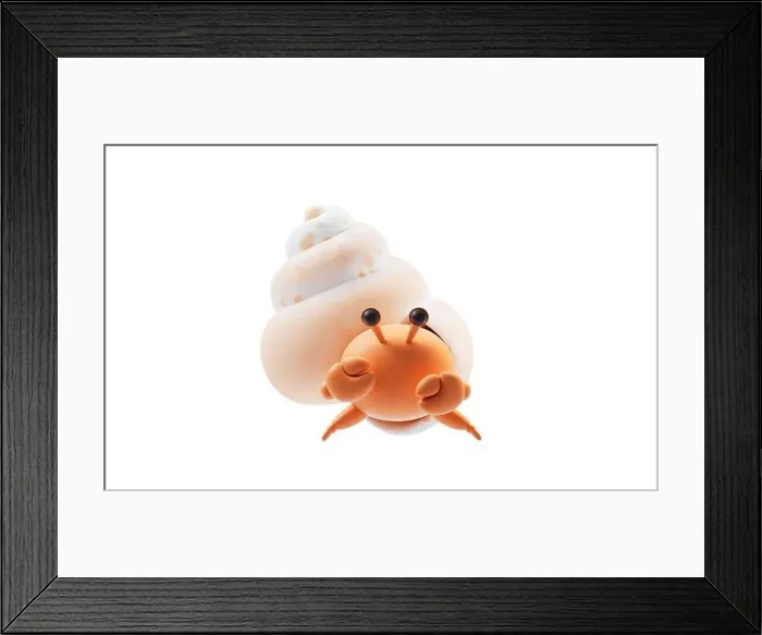 Framed Print : Hermit crab with cartoon style, 3d rendering. 3D illustration Framed Print : Hermit crab with cartoon style, 3d rendering. 3D illustration