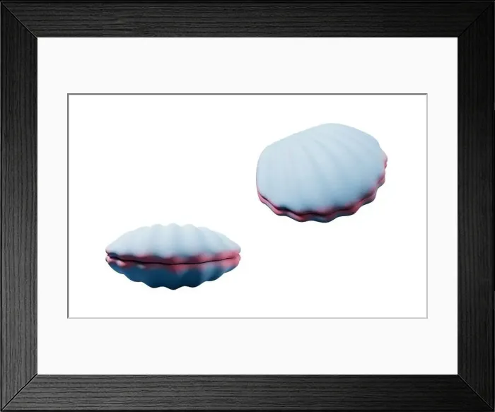Framed Print : Blue scallop shell with cartoon style, 3d rendering. 3D illustration Framed Print : Blue scallop shell with cartoon style, 3d rendering. 3D illustration
