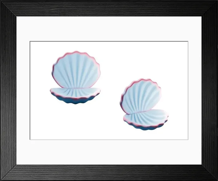 Framed Print : Blue scallop shell with cartoon style, 3d rendering. 3D illustration Framed Print : Blue scallop shell with cartoon style, 3d rendering. 3D illustration