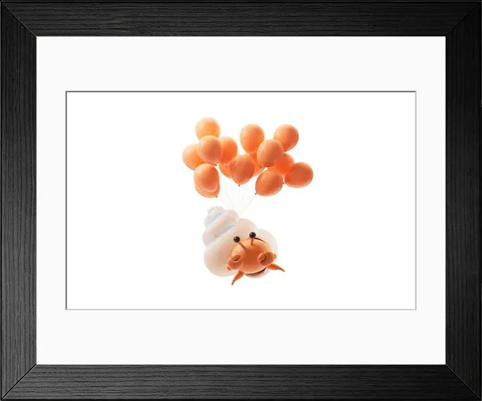 Framed Print : Hermit crab and balloons with cartoon style, 3d rendering. 3D illustration Framed Print : Hermit crab and balloons with cartoon style, 3d rendering. 3D illustration