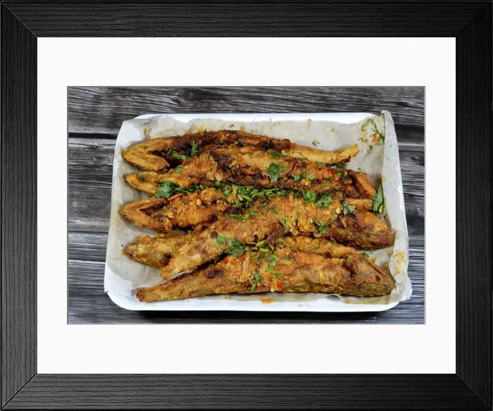 Framed Print : Fried Saurida undosquamis, the brushtooth lizardfish Framed Print : Fried Saurida undosquamis, the brushtooth lizardfish
