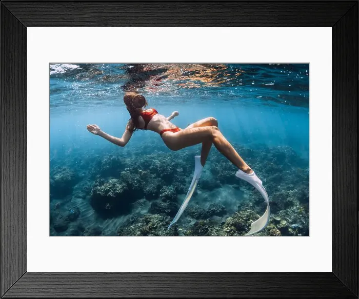 Framed Print : Woman with sexy body in tropical blue sea. Snorkeling with sexy girl in Bali Framed Print : Woman with sexy body in tropical blue sea. Snorkeling with sexy girl in Bali