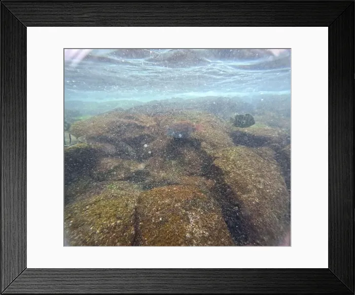 Framed Print : Shallow sea, big stones with fish Framed Print : Shallow sea, big stones with fish
