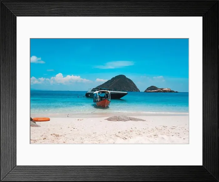 Framed Print : Holiday in an Island Coast with Snorkeling Boat Cruise in Perhentian Islands, Malaysia, Thailand