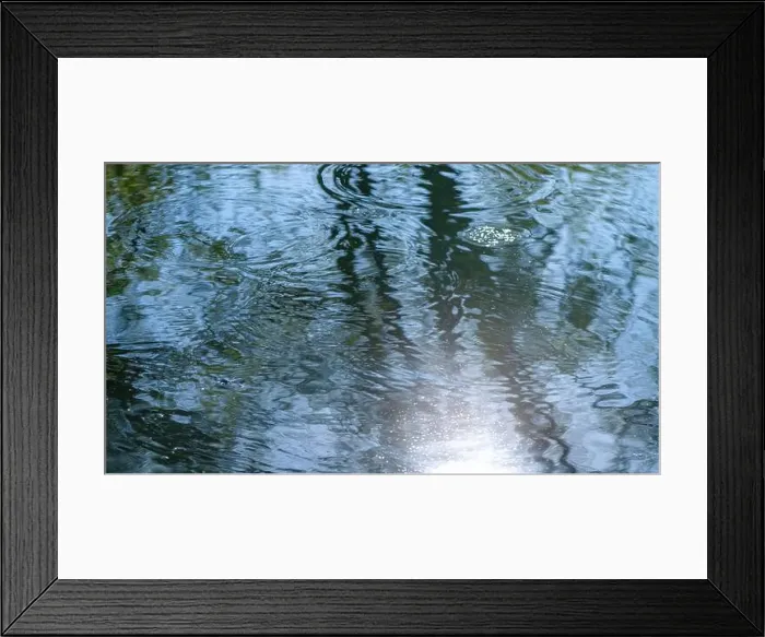Framed Print : Circles on the water in the river from the movement of fish, fishing