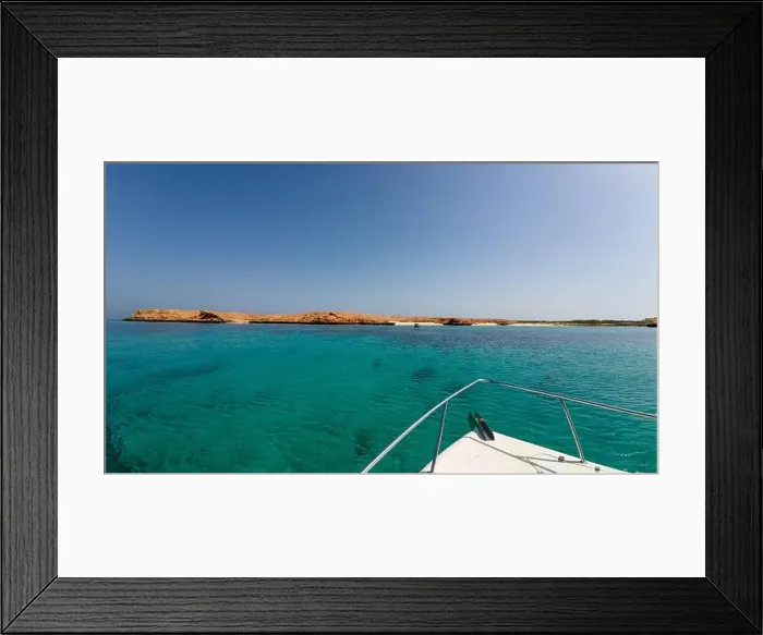 Framed Print : Photography of small islands sanctuary in Oman near Muscat shot from a boat during spring sunny day Framed Print : Photography of small islands sanctuary in Oman near Muscat shot from a boat during spring sunny day