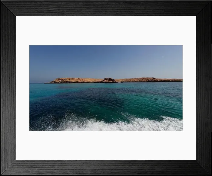 Framed Print : Photography of small islands sanctuary in Oman near Muscat shot from a boat during spring sunny day Framed Print : Photography of small islands sanctuary in Oman near Muscat shot from a boat during spring sunny day