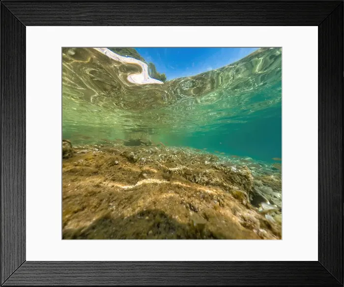 Framed Print : Actioncam underwater seascape capture during snorkeling at croatia, adriatic sea Framed Print : Actioncam underwater seascape capture during snorkeling at croatia, adriatic sea