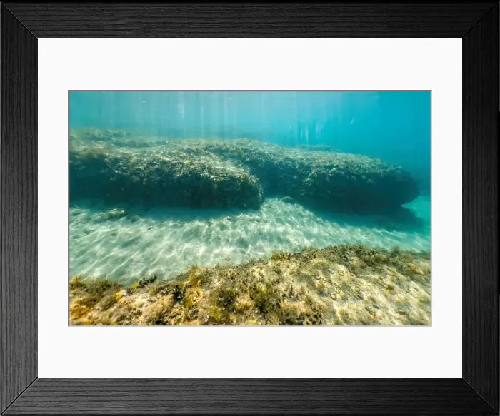 Framed Print : Actioncam underwater seascape capture during snorkeling at croatia, adriatic sea Framed Print : Actioncam underwater seascape capture during snorkeling at croatia, adriatic sea