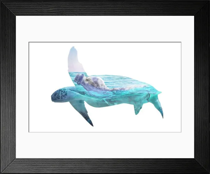 Framed Print : Plastic garbage in ocean and turtle, double exposure. Environmental pollution Framed Print : Plastic garbage in ocean and turtle, double exposure. Environmental pollution