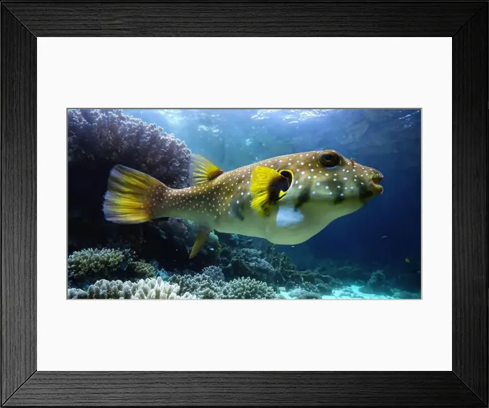 Framed Print : White-spotted puffer, Whitespotted blaasop or Stripedbelly blowfish (Arothron hispidus) Framed Print : White-spotted puffer, Whitespotted blaasop or Stripedbelly blowfish (Arothron hispidus)