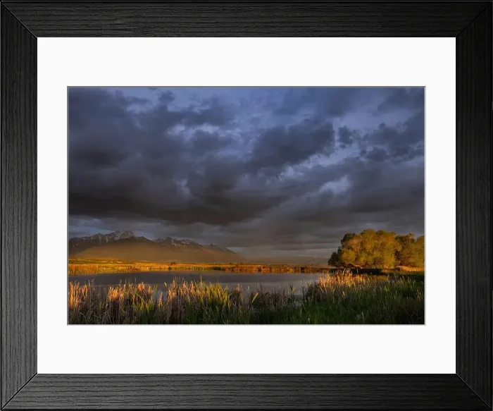 Framed Print : Wetlands pond reflects the Mission Mountains at sunset at the Ninepipe National Wildlife Refuge near Ronan Framed Print : Wetlands pond reflects the Mission Mountains at sunset at the Ninepipe National Wildlife Refuge near Ronan
