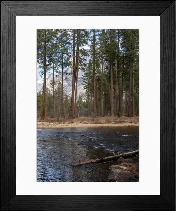 Framed Print : Gentle rapids on a river with Yosemite's half dome in the distance Framed Print : Gentle rapids on a river with Yosemite's half dome in the distance