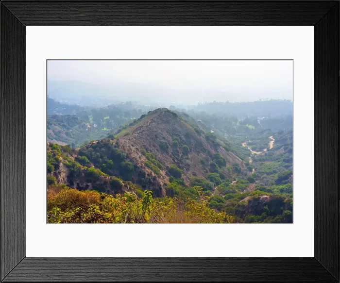 Framed Print : Panoramic view of Griffith Park showcasing the lush hills and trails in Los Angeles, California Framed Print : Panoramic view of Griffith Park showcasing the lush hills and trails in Los Angeles, California