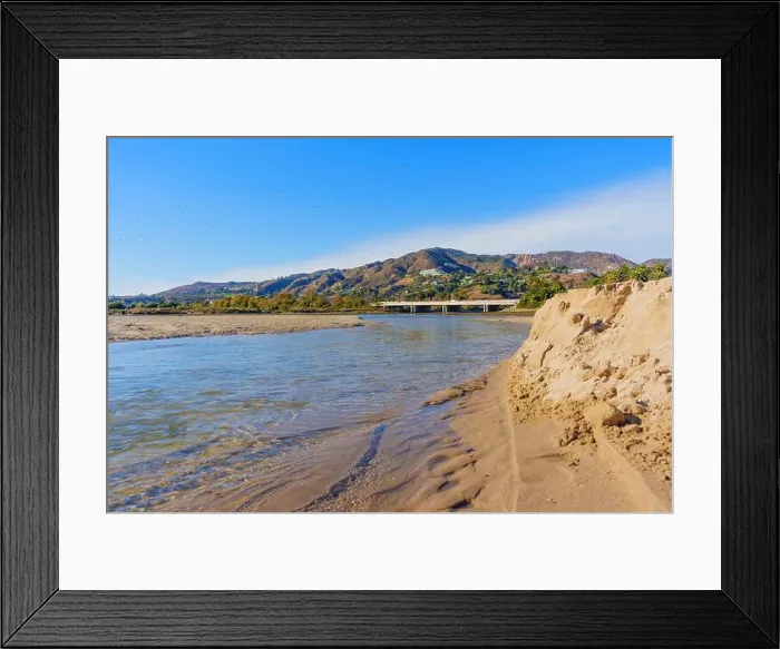 Framed Print : Beautiful view of a river meeting the ocean Framed Print : Beautiful view of a river meeting the ocean