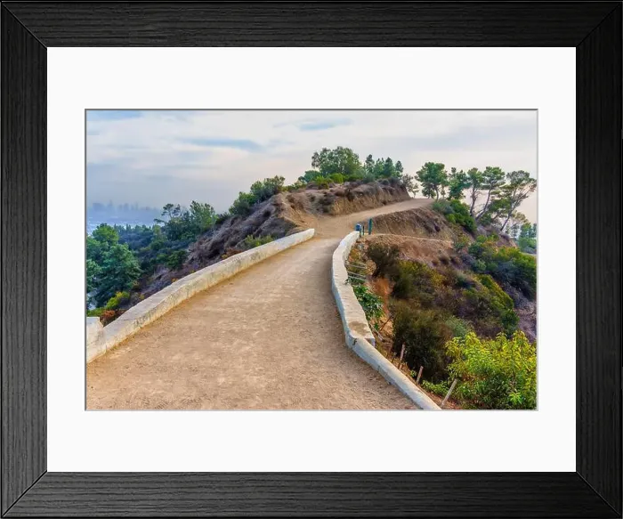 Framed Print : Dirt pathway curving along a hill in Griffith Park Framed Print : Dirt pathway curving along a hill in Griffith Park