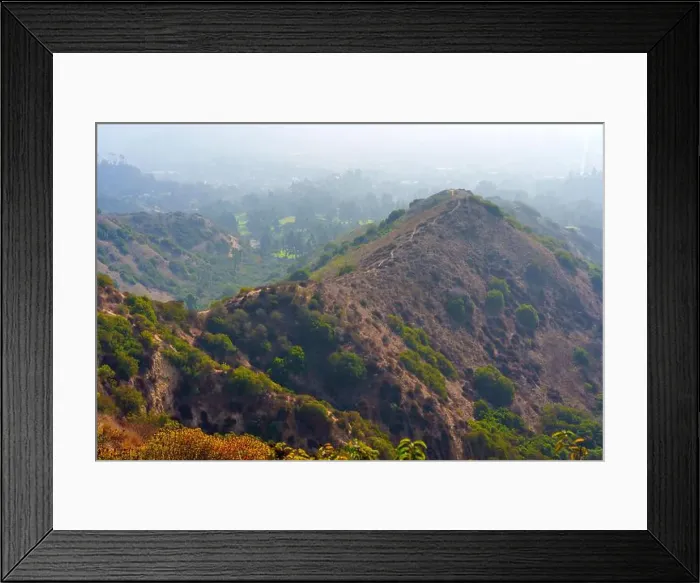 Framed Print : Detailed view of the hills and winding trails in Griffith Park