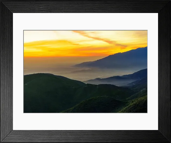 Framed Print : Breathtaking sunset view over the San Bernardino Mountains in Rimforest Framed Print : Breathtaking sunset view over the San Bernardino Mountains in Rimforest