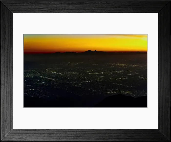 Framed Print : Captivating view of San Bernardino Valley at dusk from Rimforest