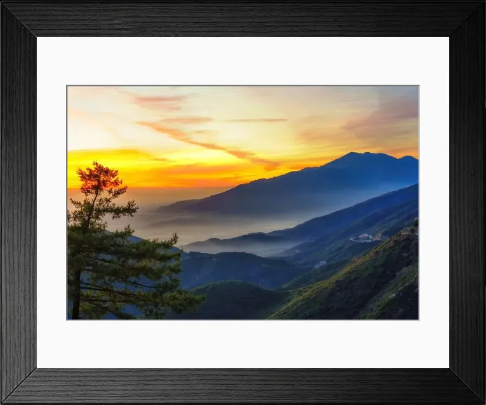 Framed Print : Stunning sunset view over San Bernardino Mountains in Rimforest Framed Print : Stunning sunset view over San Bernardino Mountains in Rimforest