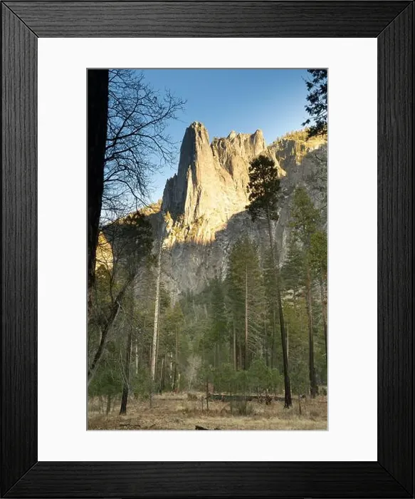 Framed Print : Yosemite National Park, El Capitan, views of granite cliffs and forest floor at sunset Framed Print : Yosemite National Park, El Capitan, views of granite cliffs and forest floor at sunset