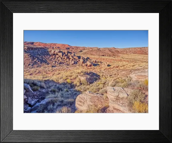 Framed Print : Boulder pile in a valley leading to Dead Wash, Petrified Forest National Park, Arizona, United States of America Framed Print : Boulder pile in a valley leading to Dead Wash, Petrified Forest National Park, Arizona, United States of America